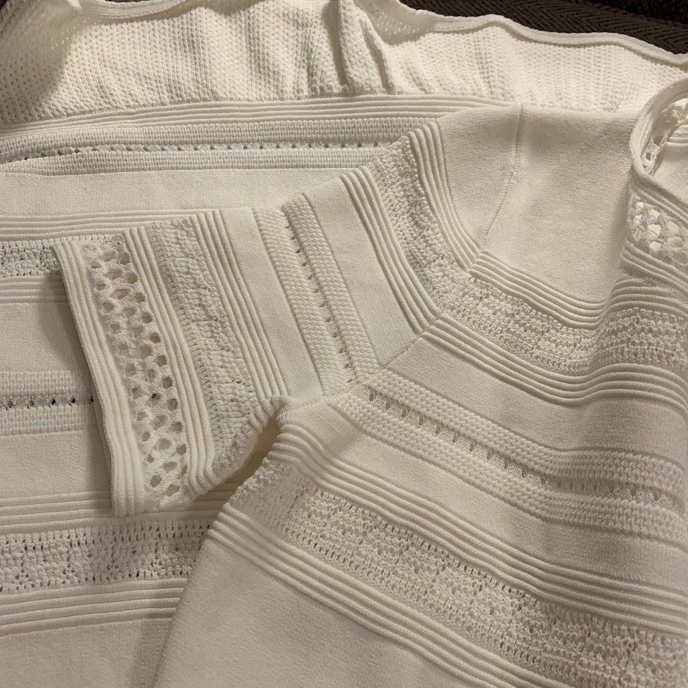Sandro Ivory Textured Mini Dress - Picture 6 of 9